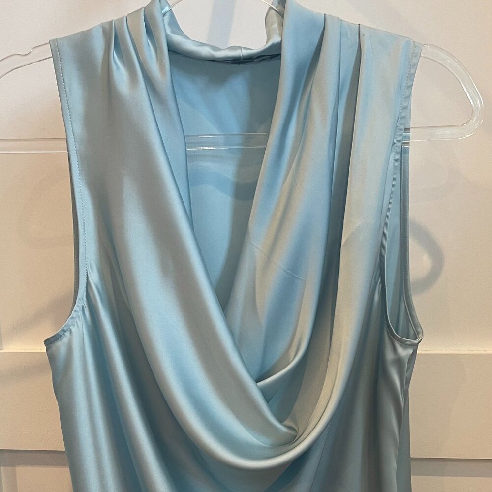 Cowl-Neck Charmeuse Blouse - ICE BLUE